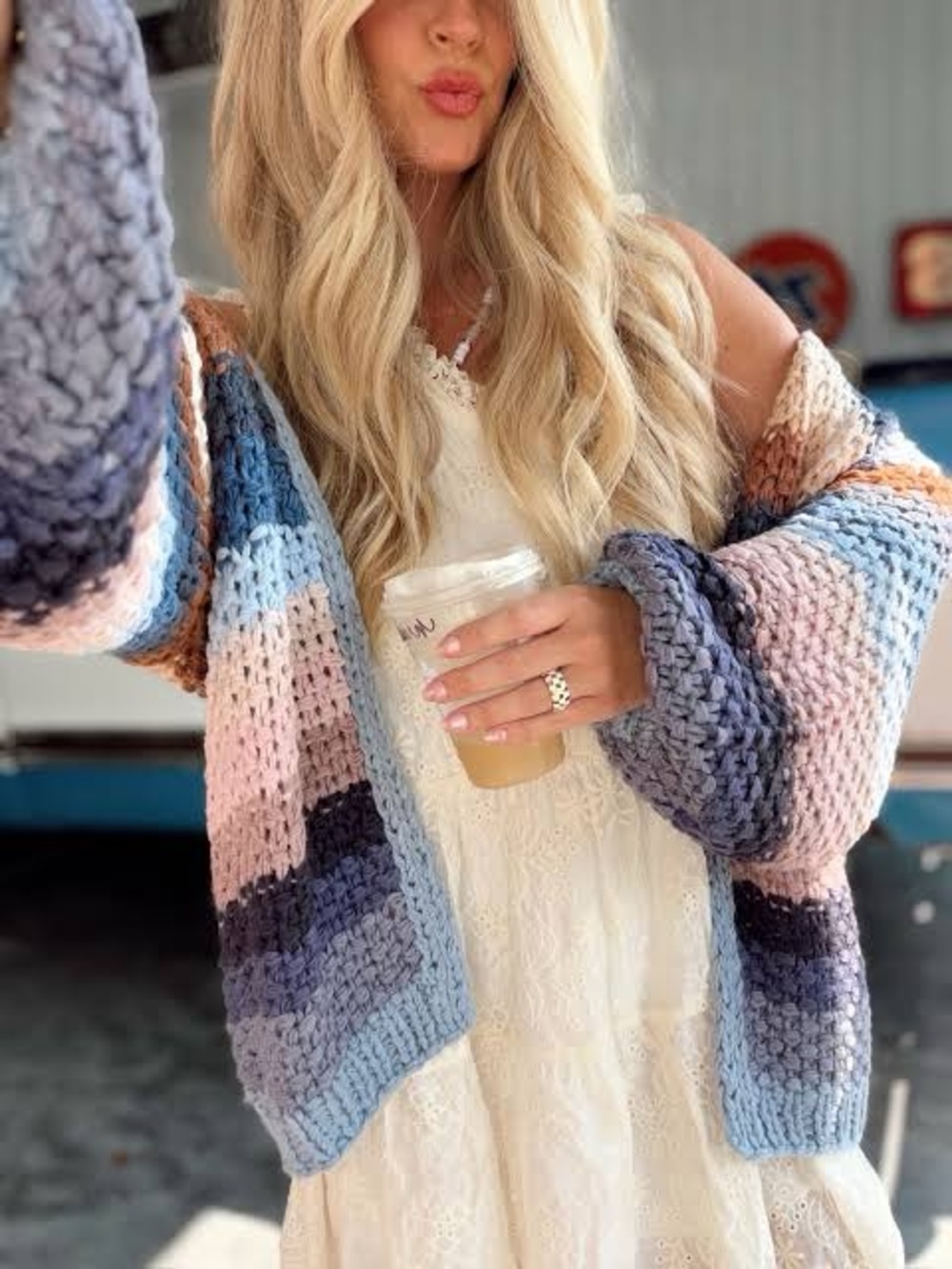 dreamer by debut | Quality Knit Crochet Open-Front Cardigan Sz M